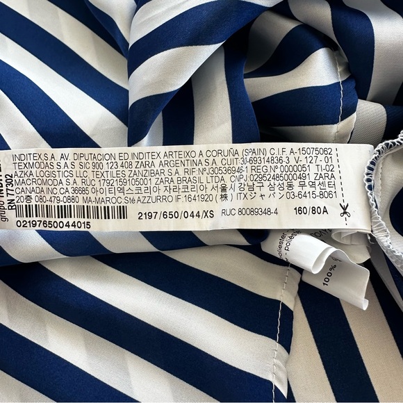 Zara Blue and White Striped Satin Effect Button Up Down Shirt Summer Casual - Picture 6 of 9